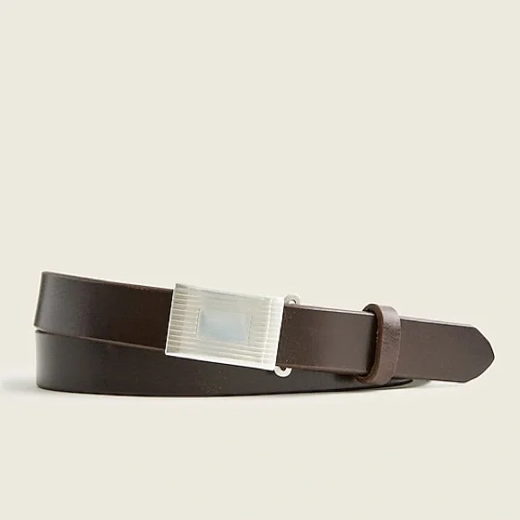 J Crew Classic leather belt with removable silver-plated buckle, Item F3288